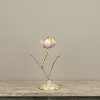 12.75" GOLD FLOWER TAPER CANDLE HOLDER
