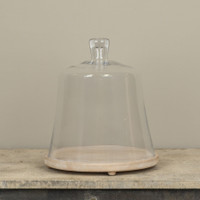 12.5" GLASS CLOCHE W/ WOOD BASE
