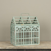 GREEN METAL GREENHOUSE