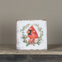 8" CARDINAL WREATH TABLETOP SIGN