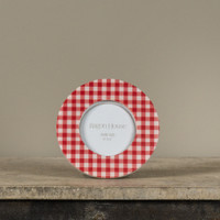 4" ROUND RED GINGHAM PHOTO FRAME