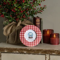 4" ROUND RED GINGHAM PHOTO FRAME