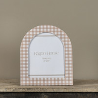 8" X 10" ARCHED BEIGE GINGHAM PHOTO FRAME