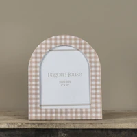8" X 10" ARCHED BEIGE GINGHAM PHOTO FRAME