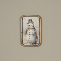 14" BUNDLED UP SNOWMAN FRAMED PRINT