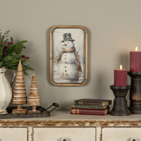 14" BUNDLED UP SNOWMAN FRAMED PRINT