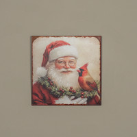 12" SANTA W/ CARDINAL PRINT