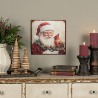 12" SANTA W/ CARDINAL PRINT