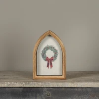 8" HOLIDAY WREATH FRAMED TABLETOP SIGN