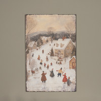 28" SNOW DAY VILLAGE PRINT