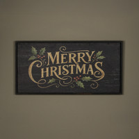 48" FRAMED BLACK & GOLD MERRY CHRISTMAS SIGN
