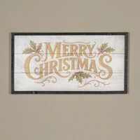24" FRAMED GOLD & WHITE MERRY CHRISTMAS SIGN
