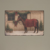 28" RED BLANKET HORSE PRINT