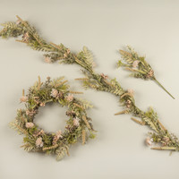 5' CREAM POM POM & FOLIAGE GARLAND