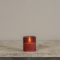 3.25" BURGUNDY DOTTED GLASS 3D FLAME CANDLE