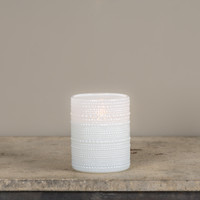 5" WHITE DOTTED GLASS 3D FLAME CANDLE