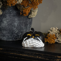 4" BLACK LIGHT UP SKELETON PUMPKIN