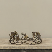 PINECONE & TWIG TAPER CANDLE HOLDER