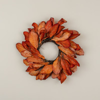 19" DRIED ORANGE MAGNOLIA LEAVES CANDLE RING