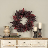 24" BURGUNDY BERRY & BUGBANE LEAF WREATH