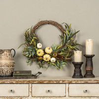 28" CREAM PUMPKIN & FOLIAGE WREATH