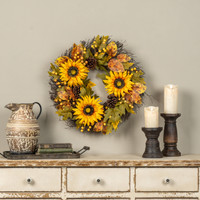 22" AUTUMN SUNFLOWER FIELDS WREATH