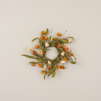 14" CREAM & ORANGE MINI DAISY CANDLE RING