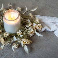 13" CREAM MINI DAISY CANDLE RING