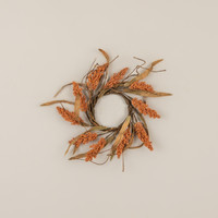 12" ORANGE HEATHER & FAUX TWIG CANDLE RING