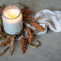12" ORANGE HEATHER & FAUX TWIG CANDLE RING