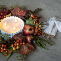 16" MAPLE LEAF & POMEGRANATE CANDLE RING