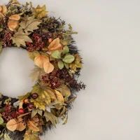 22" MAPLE LEAF, EUCALYPTUS & BERRY WREATH