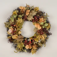 22" MAPLE LEAF, EUCALYPTUS & BERRY WREATH