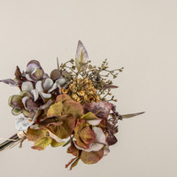 14" PURPLE PEONY, HYDRANGEA & BABY'S BREATH BOUQUET