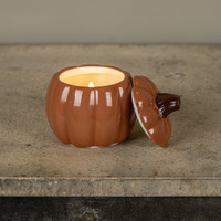 4" ORANGE CERAMIC PUMPKIN CANDLE