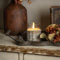 4" WOVEN WICKER GLASS 3D FLAME CANDLE