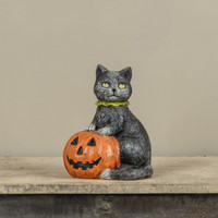 9.25" BLACK CAT W/ JACK-O-LANTERN