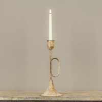 13.75" GOLD TRUMPET TAPER CANDLE HOLDER