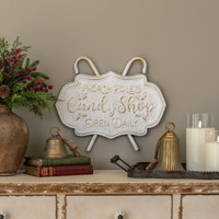 14" WHITE & GOLD CANDY CANE SHOP PLAQUE