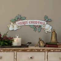 MERRY CHRISTMAS W/ HOLLY BANNER SIGN