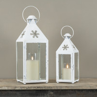 SET/ 2 WHITE SNOWFLAKE LANTERNS