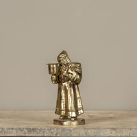 7" GOLD TRAVELING SANTA TAPER CANDLE HOLDER