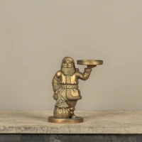 8" GOLD SAINT NICK PILLAR CANDLE HOLDER