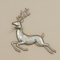 GALVANIZED PRANCING WALL REINDEER