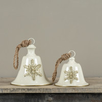 6.5" CREAM BELL W/ SNOWFLAKE