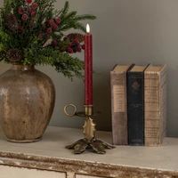 GOLD HOLLY TAPER CANDLE HOLDER