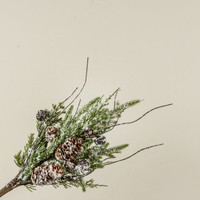 18" SNOWY PINE, BELLS & PINECONES PICK