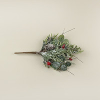 20" SNOWY PINE & CEDAR W/ BELLS & BERRIES BUSH