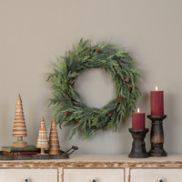 22" JUNIPER, PINE & BERRY WREATH