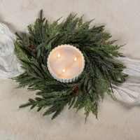 18" JUNIPER, PINE & BERRY CANDLE RING